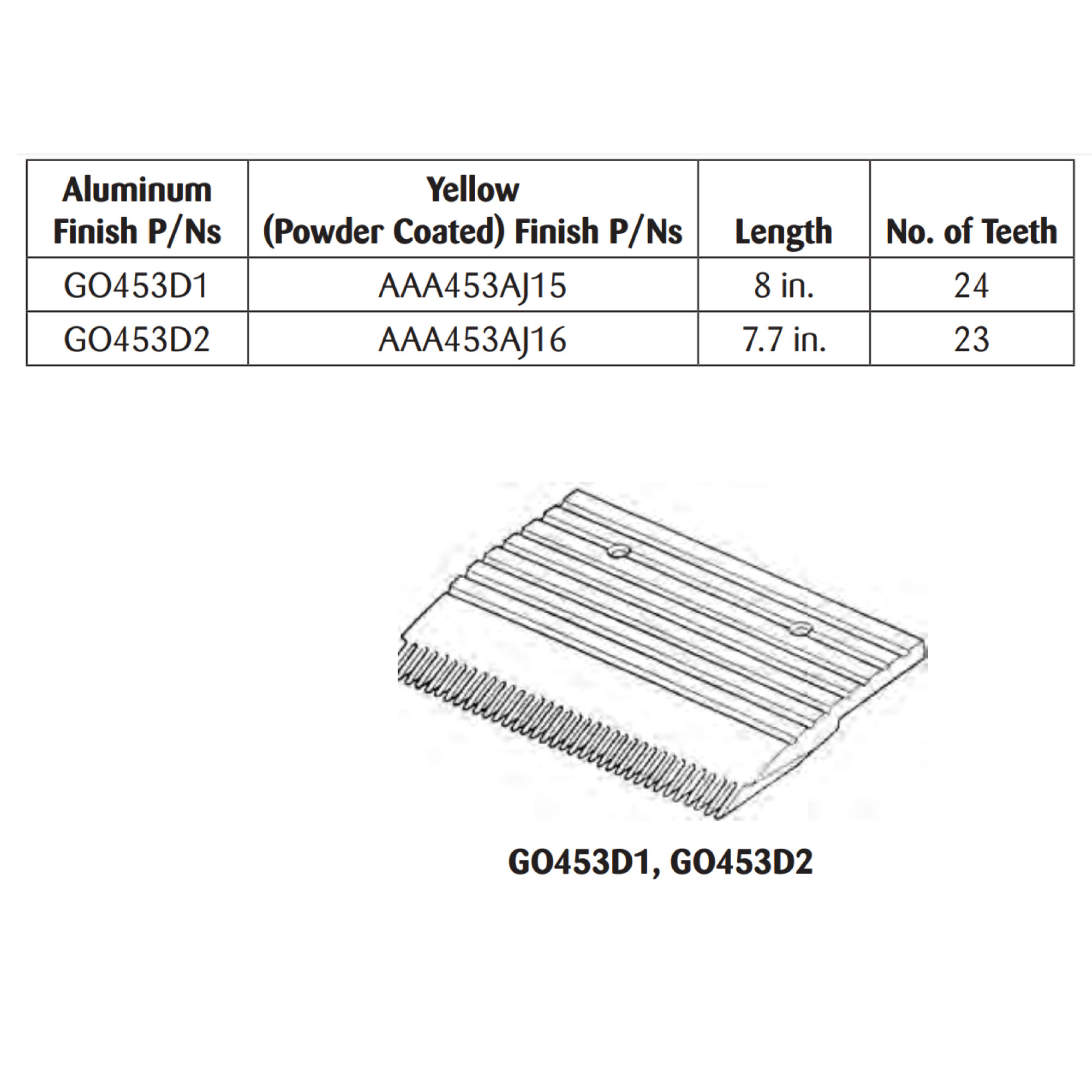 COMB, Alüminyum Yürüyen Merdiven Tarağı, Sarı, 7.7inch, 23teeth